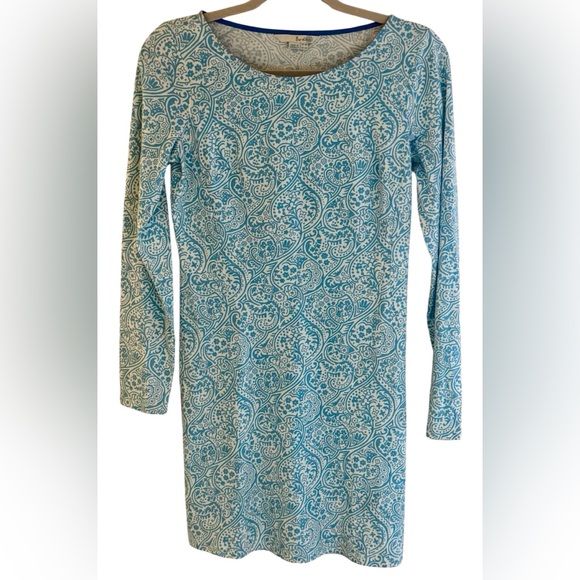 Boden Womens Mia Blue Size 2 Paisley Blue Stretch Dress Made In Morocco - Picture 2 of 8
